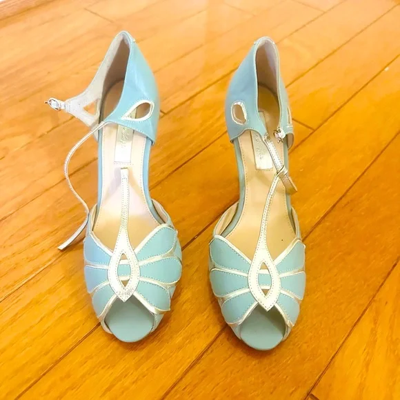 Rachel Simpson turquoise and silver wedding shoes size only worn once